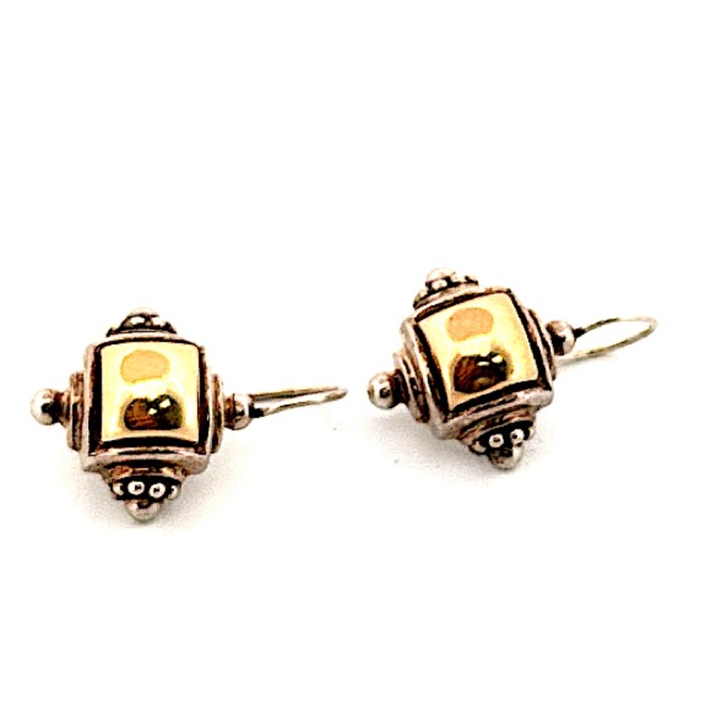 14K yellow gold and 925 sterling silver earrings for pierced ears 7.2g - Picture 2 of 16